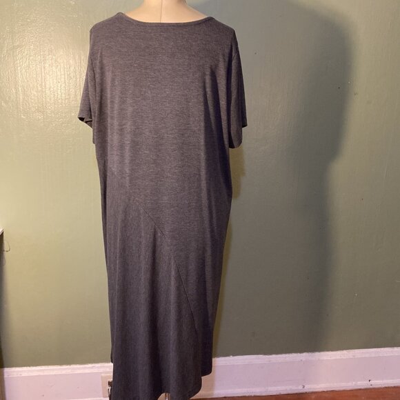 Lane Bryant Solid Dark Gray Thick T-Shirt Dress Womens 22/24 Maxi Asymmetrical - Picture 5 of 10
